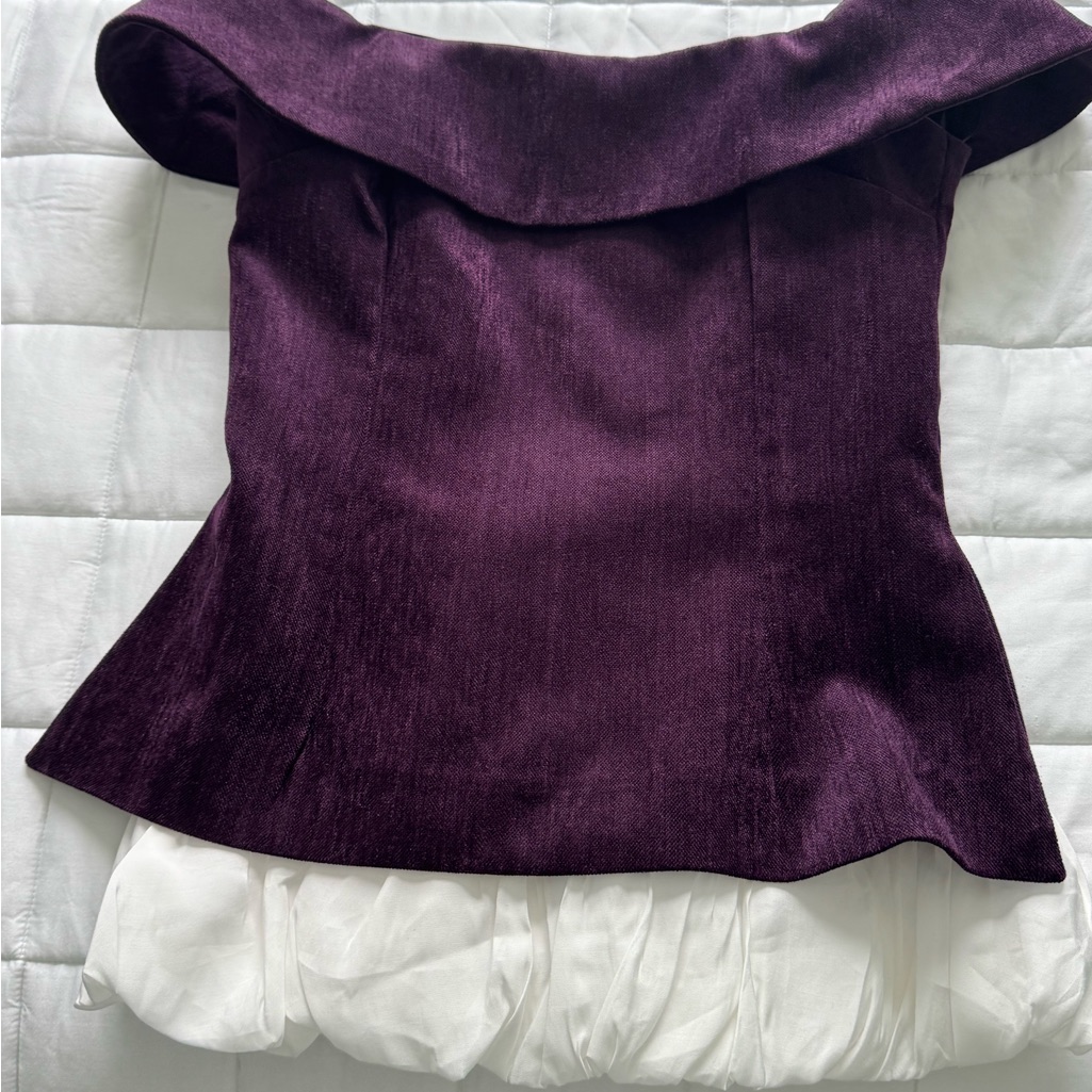 Elegant Off-Shoulder Peplum Camisole In Deep Plum